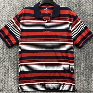 Red Rhino Men’s Casual Polo Large Red White Blue Striped